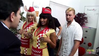 Loona Luxx, Natalli Di Angelo, Victoria Rose & Paul Chaplin share a cock in a wild group sex frenzy - 3 image