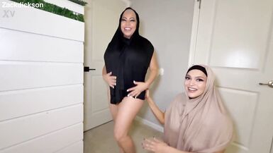 Curvy Stepdaughter & Busty MILF in hijab share a hard dick in hot threesome action - 7 image