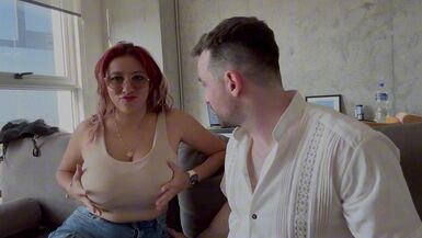 Big-titted Mexican MILF Letzy Lizz and Andres Acosta talk dirty behind the scenes - 1 image