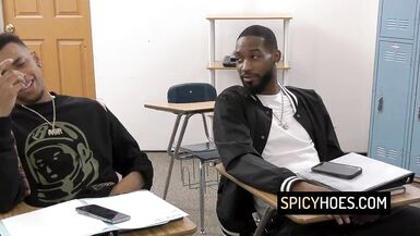 Kenzie Love gets her big ass drilled by two black studs in the classroom - Hollywood Cash - 3 image