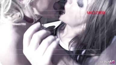 Gabriela Glazer & Cindy Behr Two seduce old guy with huge white cock for rough FFM threesome action