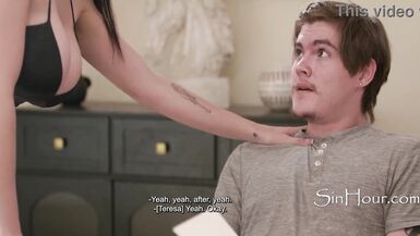 Tyler Cruise caught staring at his massive boobs and gets a hot oral lesson from Little Puck - 5 image