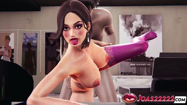 Get a close-up view of this MILF in Sexy Purple Stockings getting her pussy creamed on the desk