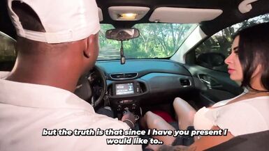 Deiby Martins and Silvana Lee share a car ride with a hung stud and get a mouthful of his big cock - 4 image