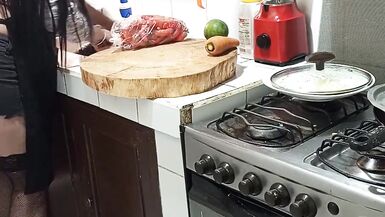 Watch La Ross pleasure herself in the kitchen while cooking dinner - 1 image