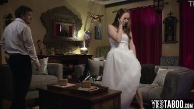 Stepbro rams petite bride MILF stepsis hard on wedding night with his massive rod - 1 image