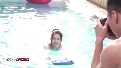 Hot Japanese MILF Daijo craves kinky creampie while getting her tits fondled in Bikini - 2 image