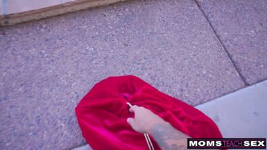 Bunny Madison begs Santa to ram his fat cock deep in her dripping wet pussy