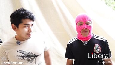 Stepmom Cherry Boobs & Fer Hedge give their stepson's friend a blowjob of his own volition - 1 image