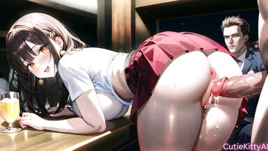 MILF curvy con tetas enormes follada duro en el bar - sexo anime con sorpresa de creampie - 15 image