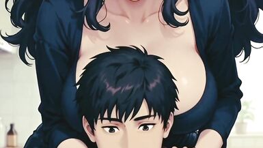 Madrastra tetona se pone sucia con la verga grande de su hijastro - creampie sin censura anime - 2 image