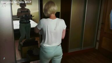 Stepson's protein shot: A mature blonde's big butt takes on a couple's load of protein - 1 image