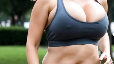 Compilation of Mature MILFs with Natural Tits Jogging in Public Park with Huge bouncing tits - 1 image
