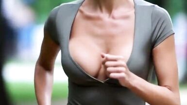 Compilation of Mature MILFs with Natural Tits Jogging in Public Park with Huge bouncing tits - 10 image