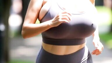 Compilation of Mature MILFs with Natural Tits Jogging in Public Park with Huge bouncing tits - 13 image