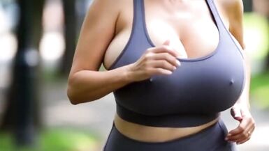 Compilation of Mature MILFs with Natural Tits Jogging in Public Park with Huge bouncing tits - 15 image