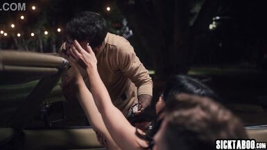 Little Puck and Lucky Fate get wild with big cocks & deepthroating in hot threesome action