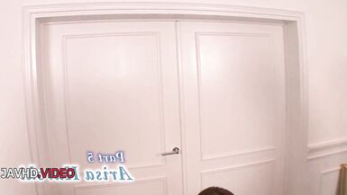 Arisa Kuroki gets her big tits fingered before being cum-drenched by Asian guys