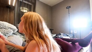 Watch Alecia Fox's red shiny pantyhose-clad ass get pounded by Leon Lambert's massive cock