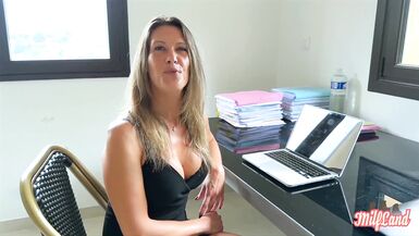 Watch Milena, the busty blonde milf, in sexy lingerie get her big tits fucked hard by Hiro Maeti - 3 image
