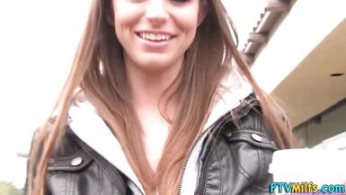 Brooklyn Chase plays with her pussy POV-style in public with dildo and toys