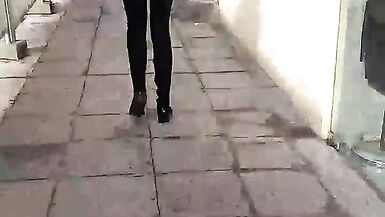 Check out this tight MILF as she walks around in pants!