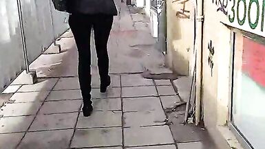 Check out this tight MILF as she walks around in pants!