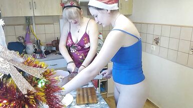 Konstanzia and her young friend share a steamy kitchen kiss & pussy play - 4 image