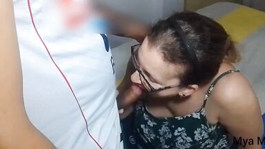 Mya Milf gets her perfect tits soaked in a hot, steamy water delivery