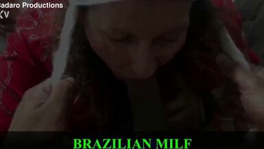 Mya Milf gets a naughty Christmas gift from Santa: three well-endowed black guys!