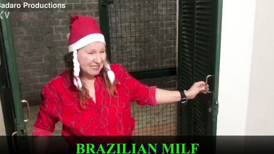 Mya Milf gets a naughty Christmas gift from Santa: three well-endowed black guys!