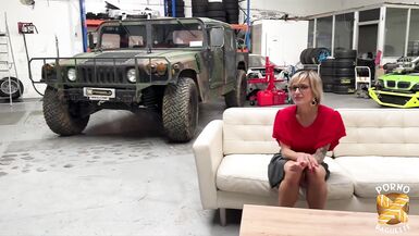 Watch Didine, the busty blonde MILF, get her pussy and tits stuffed by two hung studs in a hot threesome - 1 image
