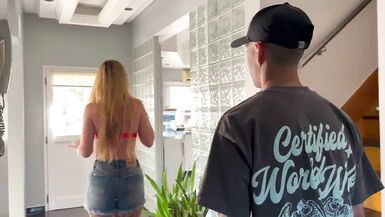 Mica Spengler gets her tight ass drilled while cleaning up the pool