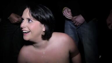 Sarah Jane gets her titties soaked in cum after outdoor fucking with Chris & Randy