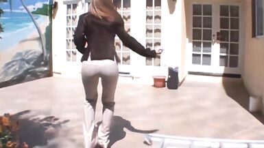 Ginger Leah, the dirty MILF, takes on John Strong's hard cock and swallows his cum