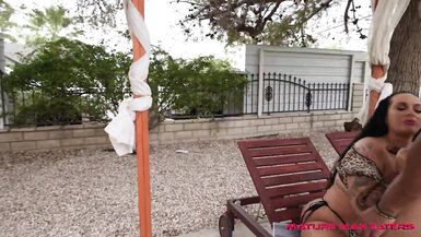 Watch Kburg305's massive tits bounce as she gets banged by BBC outside