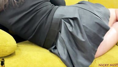 Watch Nicky Mist, a busty Asian slut, suck Rocco Bangcock's uncut dick in her tight skirt and butt plug