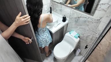 Mr James busts stepmom in bathroom and makes her squirt with his huge dick - 1 image