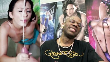 Petite Asian teen begs for a hard cock in her tight bald pussy, and two milfs give it to her