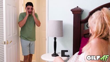 Watch MILF Dawn Layla's bedroom get pounded & filled with thick cum