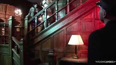 Watch these fake boobs MILFs get down and dirty in the creepy basement with Steve, Jodie, Carmel, Alexis, Paul & Keir