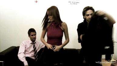 Claudia Adams moans with pleasure as she takes two hard cocks in her tight holes and gets a messy facial