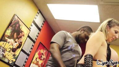 Watch Ava Devine & Sara Jay pound Jody Breeze with their big dicks in hot interracial action!