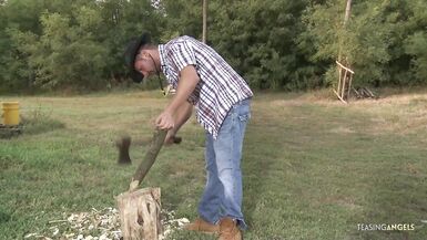 Alice Romain interrupts work to take a hard anal pounding and cum in her shaved pussy