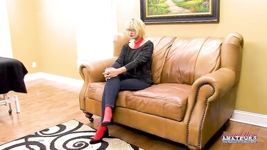 Diana, the busty blonde MILF, deepthroats and takes it hard in POV doggystyle action!