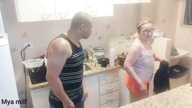 My mother-in-law gets naked and risks taking my massive shaft out for a hot blowjob