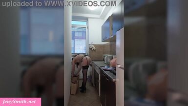 Nergyguy & Jeny Smith teach a student how to make pancakes with their hot MILF body