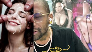 Petite slut Deepthroats a big cock, gets her face covered in cum, and rides a strap-on like a slut