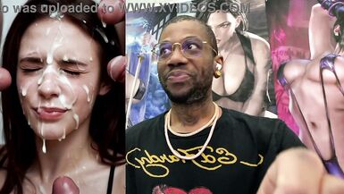 Petite slut Deepthroats a big cock, gets her face covered in cum, and rides a strap-on like a slut