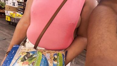 Wife in Side Boob Leotard no Bra Pierced Nipples Shoppinh - 3 image
